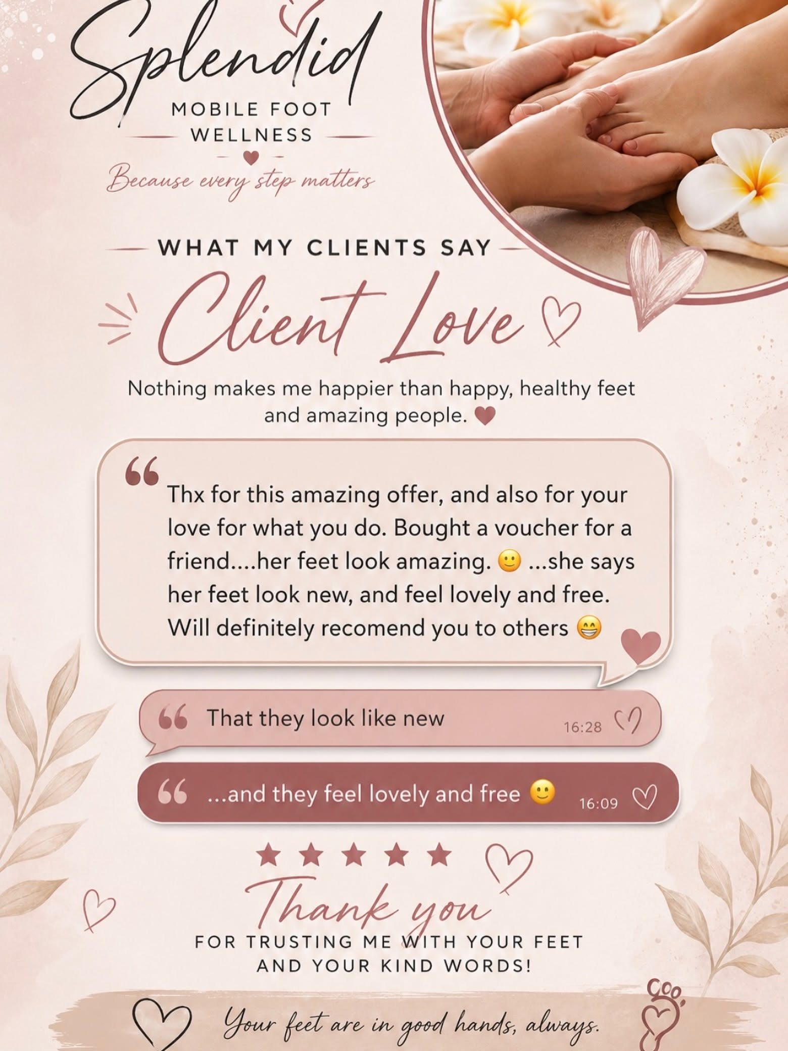 Client feedback for Splendid Foot Wellness