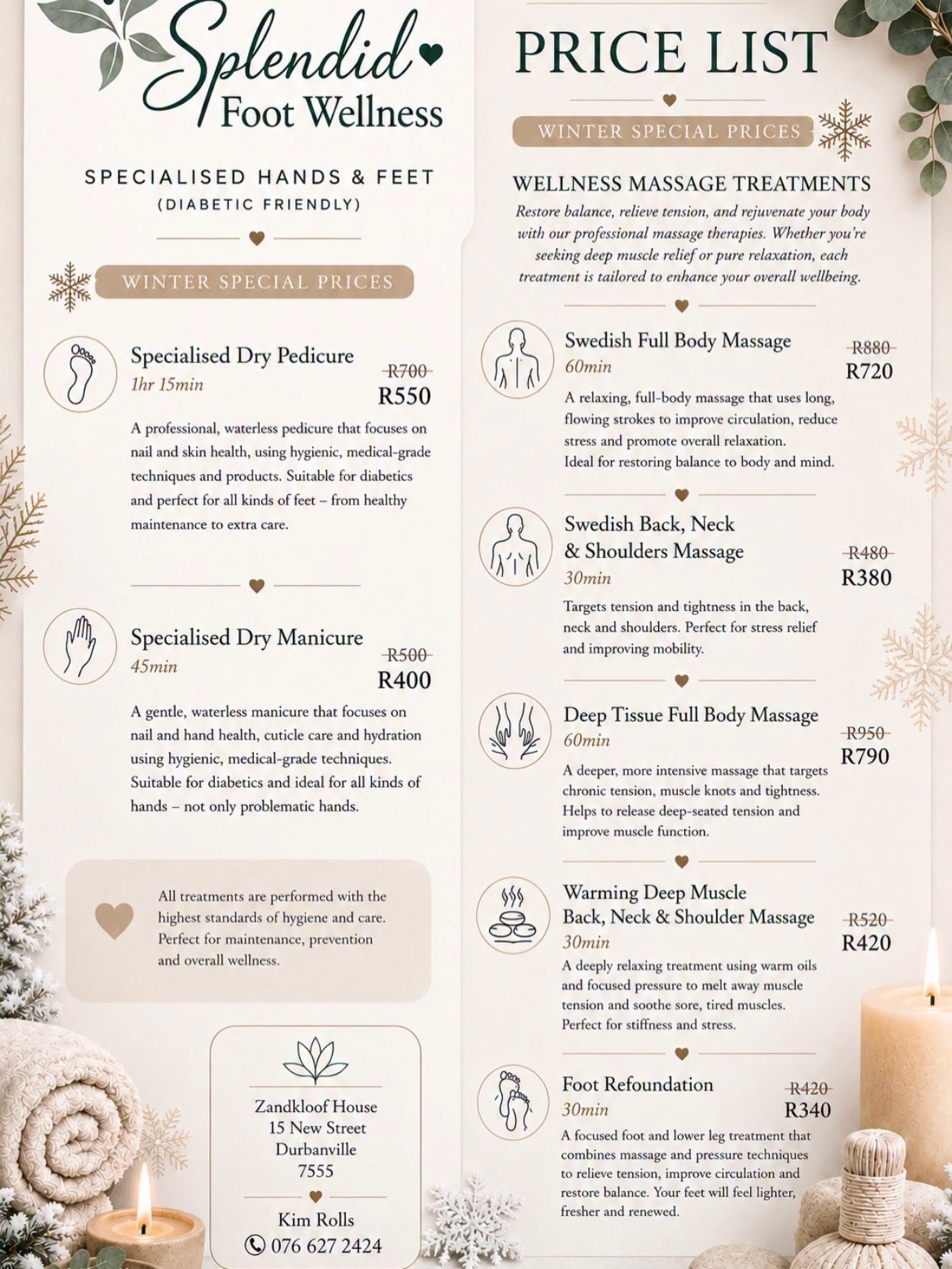 Splendid Foot Wellness full winter special pricelist